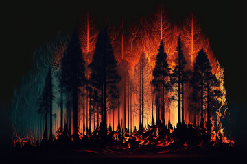 Generative Ai of a wildfire due to global warming. 
