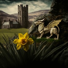 St David's Day background created with generative AI technology