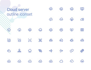 Cloud server outline icons