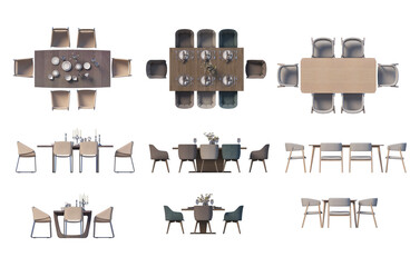 3D render furniture different perspectives