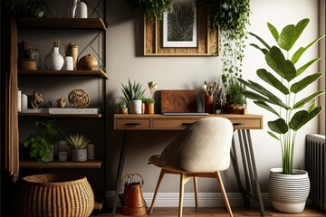 Stylish home office design , ai generated
