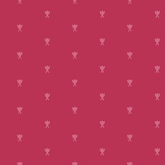 Seamless pattern of small floral symmetrical motif on a deep magenta background
