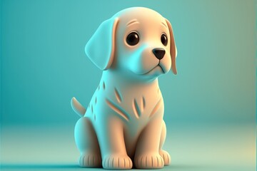 3D of cute puppy illustration isolated on pastel background. Generative AI.