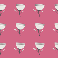 Floral seamless pattern of large flower on a pink background
