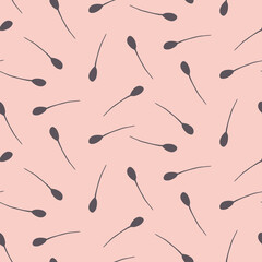 Seamless pattern of scattered and stems on a pink background
