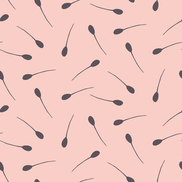 Seamless pattern of scattered and stems on a pink background
