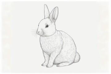 Fototapeta na wymiar Illustration of rabbit isolated on white background. Drawing of cute rabbit. Generative AI.