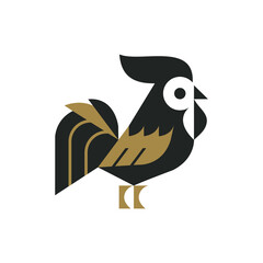 creative chicken logo with flat style