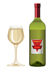 a bottle of wine and a glass