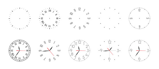 Clock icon set. Vector Time and Clock icons set. Circle arrow icon. Vector illustration eps 10