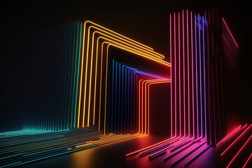 abstract binary with neon lines background