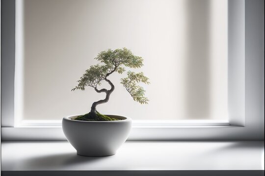 Premium AI Image  bonzai tree in pot white background