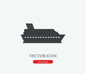 Ship vector icon. Editable stroke. Symbol in Line Art Style for Design, Presentation, Website or Mobile Apps Elements, Logo.  Ship symbol illustration. Pixel vector graphics - Vector