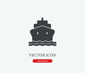 Ship vector icon. Editable stroke. Symbol in Line Art Style for Design, Presentation, Website or Mobile Apps Elements, Logo.  Ship symbol illustration. Pixel vector graphics - Vector