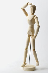 Den Helder, Netherlands. January 2023. Wooden dummy in different poses.