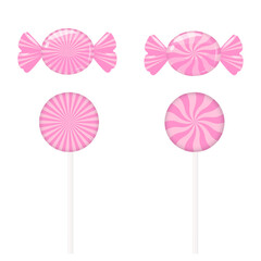 Set pink candies. Design element for Christmas, New Year, birthday, party. Vector illustration isolated on white background