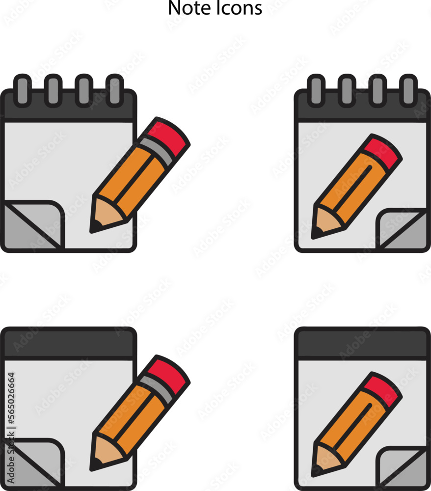 Aufkleber note icon vector on white background. notepad icon vector with pencil. write icon vector. form icon 