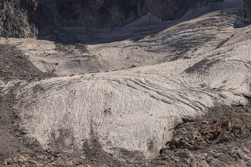 Gletscherschwund im Fokus; Cantun-Gletscher (Bernina-Alpen) im September 2022