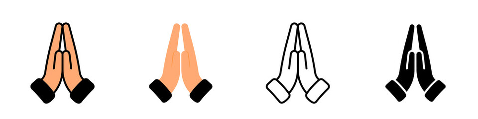 Praying hands icon on white illustration