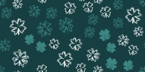Saint Patricks Day, clover pattern, hand drawn illustrations.