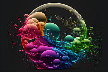 Colors splash all over the screen, Bubble Design, Art Background, Desktop Background
