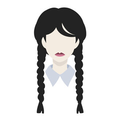 Illustration of a girl with black braids in silhouette style.