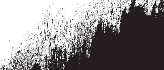 Black brush background. Black ink splash on backdrop. Brush stroke background for wallpaper, paint splatter template, dirt banner, watercolor design, dirty texture. Trendy brush background, vector