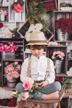 cute little boy holding a love heart sign for valentines day stock image 