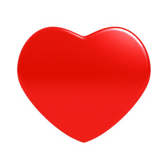 Glossy red heart icon or symbol with 3D effect, isolated on white background. Highly detailed vector illustration.