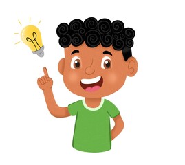 Boy with an idea drawn by hand