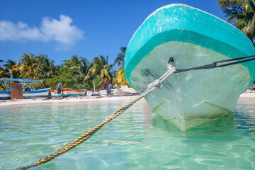 Naklejka premium Fishermen boats in Isla Mujeres, caribbean tropical paradise, Cancun, Mexico