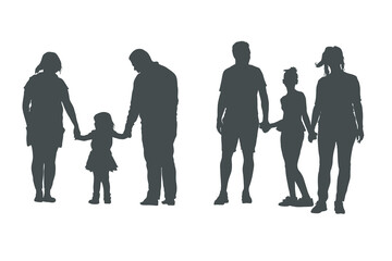 Family silhouettes, Happy family silhouette set -V02