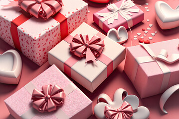 gift box with hearts,gift box with red ribbon and bow