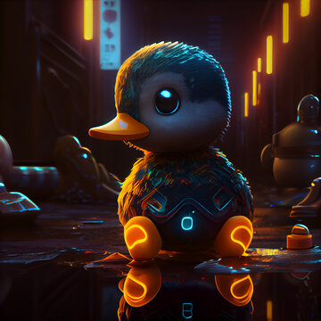 Generative AI - Cute Cyberpunk Duck
