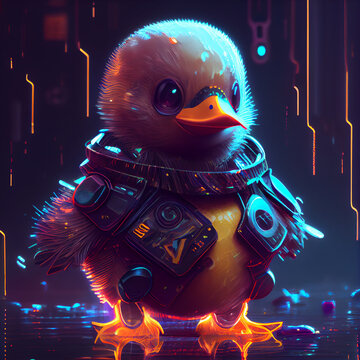 Generative AI - Cute Cyberpunk Duck