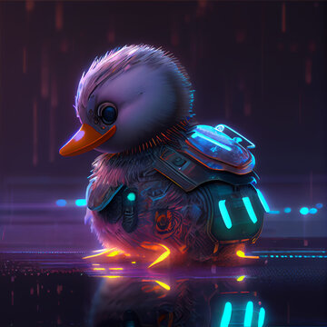 Generative AI - Cute Cyberpunk Duck