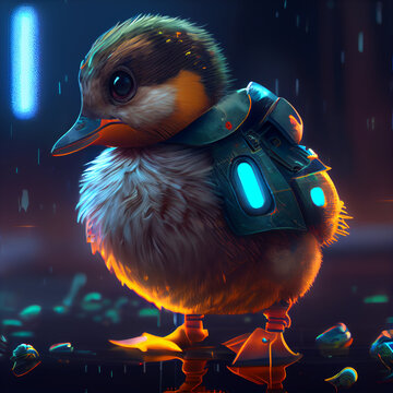 Generative AI - Cute Cyberpunk Duck