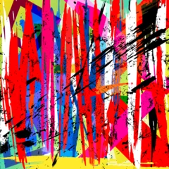 Deurstickers abstract background composition, with paint strokes and splashes © Kirsten Hinte