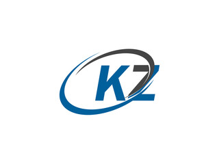 KZ letter creative modern elegant swoosh logo design