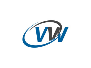 VW letter creative modern elegant swoosh logo design