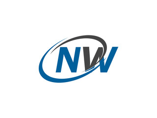 NW letter creative modern elegant swoosh logo design