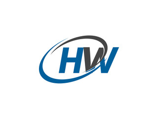HW letter creative modern elegant swoosh logo design