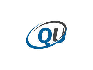 QU letter creative modern elegant swoosh logo design