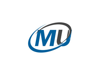 MU letter creative modern elegant swoosh logo design