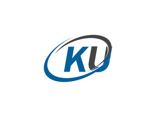 KU letter creative modern elegant swoosh logo design