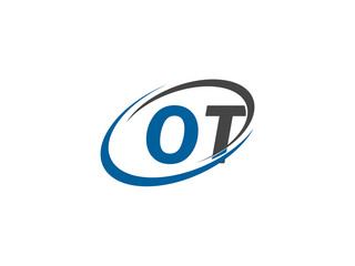 OT letter creative modern elegant swoosh logo design