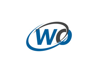WO letter creative modern elegant swoosh logo design