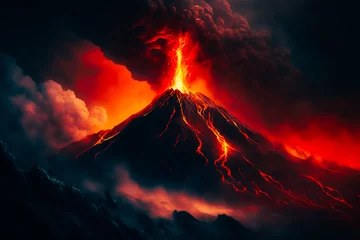 Fotobehang A close-up of the erupting volcano © v.senkiv