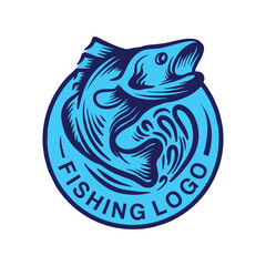 Fishing Logo fisherman Vintage Emblem Vector Design badge illustration Symbol Icon