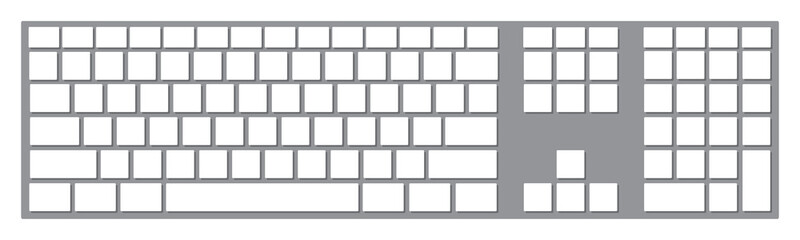 Keyboard in white button with grey base icon. Vector illustration. Keyboard full size.